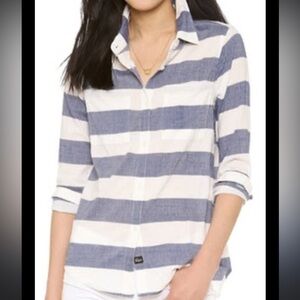 RAILS Jesse Striped Button Down Shirt Blue White Size Medium
